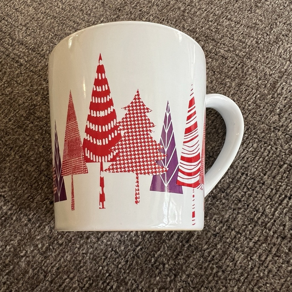 Starbucks 2017 Holiday Christmas Trees Coffee‎ Mug Red Purple White 14.2oz Cup
